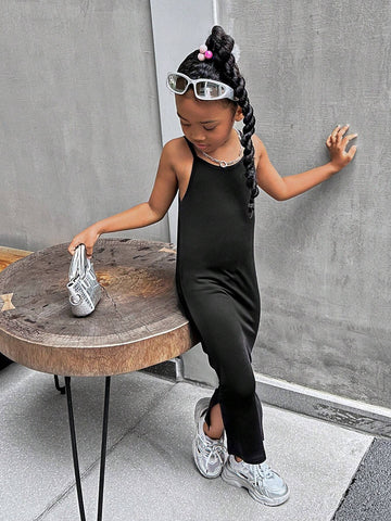 Streecool Kids Young Girl Black Camisole Split Hem Fitted Waist Summer Dress, Stylish & Chic Streecool Kids Young Girl Black Camisole Split Hem Fitted Waist Summer Dress, Stylish & Chic