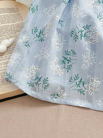 Summer Girls Doll Collar Short Sleeve Floral Dress Summer Girls Doll Collar Short Sleeve Floral Dress