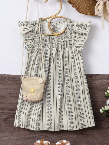 Summer New Arrivals Striped Wavy Collar & Flare Sleeved Chic Dress Summer New Arrivals Striped Wavy Collar & Flare Sleeved Chic Dress