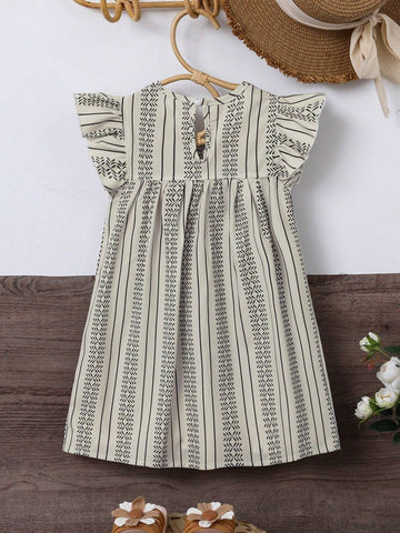 Summer New Arrivals Striped Wavy Collar & Flare Sleeved Chic Dress Summer New Arrivals Striped Wavy Collar & Flare Sleeved Chic Dress