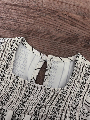 Summer New Arrivals Striped Wavy Collar & Flare Sleeved Chic Dress Summer New Arrivals Striped Wavy Collar & Flare Sleeved Chic Dress