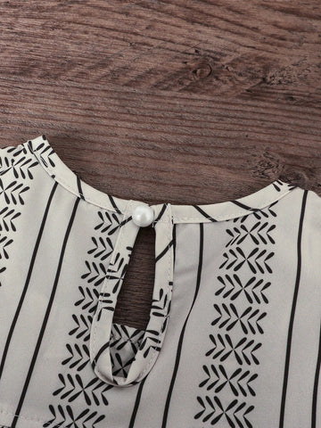 Summer New Arrivals Striped Wavy Collar & Flare Sleeved Chic Dress Summer New Arrivals Striped Wavy Collar & Flare Sleeved Chic Dress