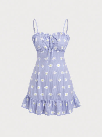 Sweetra Women Sleeveless Plaid Print Fitted Summer Dress Sweetra Women Sleeveless Plaid Print Fitted Summer Dress