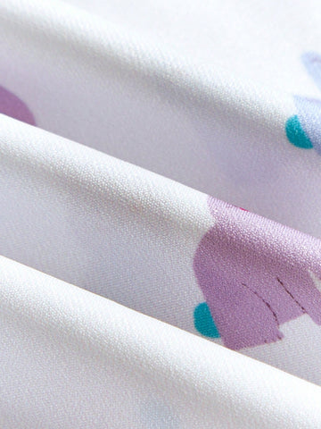THE HAPPY LOOK Young Girls Cute Rabbit Print Loose Round Neck Lantern Sleeve Dress, Adorable Style For Easter, Vacation THE HAPPY LOOK Young Girls Cute Rabbit Print Loose Round Neck Lantern Sleeve Dress, Adorable Style For Easter, Vacation
