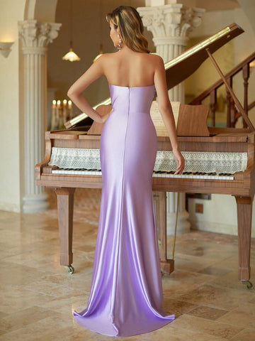 Taffeta Overlay Sequin Split Thigh Sheath Prom Dress Taffeta Overlay Sequin Split Thigh Sheath Prom Dress