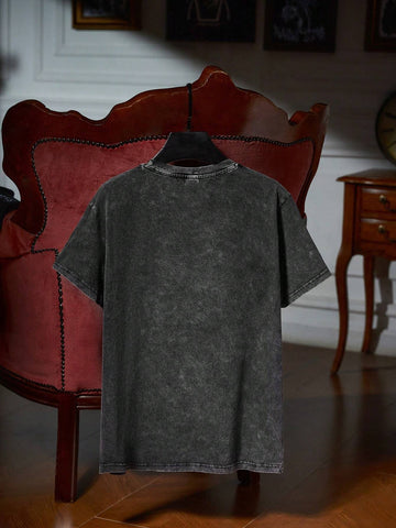 Round Neck Skull & Letter Printed Loose Short Sleeve T-Shirt,Women Clothes,For Summer, 100% Cotton Round Neck Skull & Letter Printed Loose Short Sleeve T-Shirt,Women Clothes,For Summer, 100% Cotton