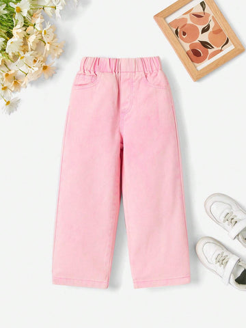 Toddler Girls' Casual Daily Colorful Jeans With Distressed Rips, Versatile Toddler Girls' Casual Daily Colorful Jeans With Distressed Rips, Versatile