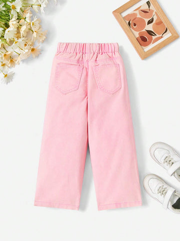Toddler Girls' Casual Daily Colorful Jeans With Distressed Rips, Versatile Toddler Girls' Casual Daily Colorful Jeans With Distressed Rips, Versatile