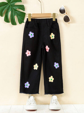 Toddler Girls" Casual Fashion Printed Straight Leg Jeans Toddler Girls" Casual Fashion Printed Straight Leg Jeans