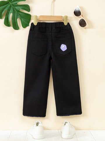 Toddler Girls" Casual Fashion Printed Straight Leg Jeans Toddler Girls" Casual Fashion Printed Straight Leg Jeans