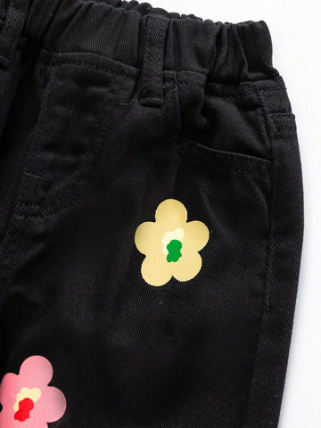 Toddler Girls" Casual Fashion Printed Straight Leg Jeans Toddler Girls" Casual Fashion Printed Straight Leg Jeans