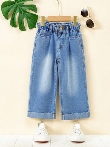Toddler Girls" Fashionable Casual Wide-Leg Jeans Toddler Girls" Fashionable Casual Wide-Leg Jeans