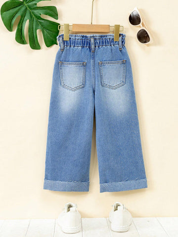 Toddler Girls" Fashionable Casual Wide-Leg Jeans Toddler Girls" Fashionable Casual Wide-Leg Jeans