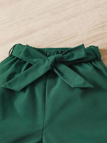 Toddler Girls' Heart Print Casual Sports T-Shirt And Shorts Set For Summer Toddler Girls' Heart Print Casual Sports T-Shirt And Shorts Set For Summer