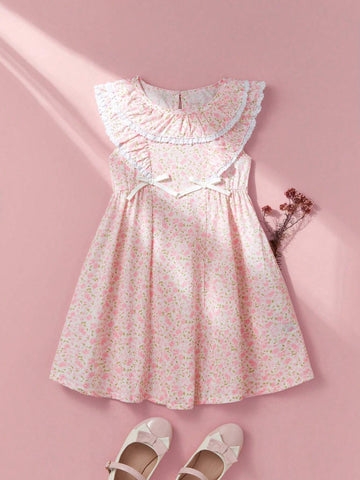 Toddler Girls' New Summer Sleeveless Floral Dress With Cute And Fresh Style Toddler Girls' New Summer Sleeveless Floral Dress With Cute And Fresh Style