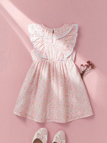 Toddler Girls' New Summer Sleeveless Floral Dress With Cute And Fresh Style Toddler Girls' New Summer Sleeveless Floral Dress With Cute And Fresh Style