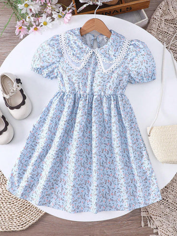 Toddler Girls' Vacation Style Doll Collar Floral Dress Toddler Girls' Vacation Style Doll Collar Floral Dress