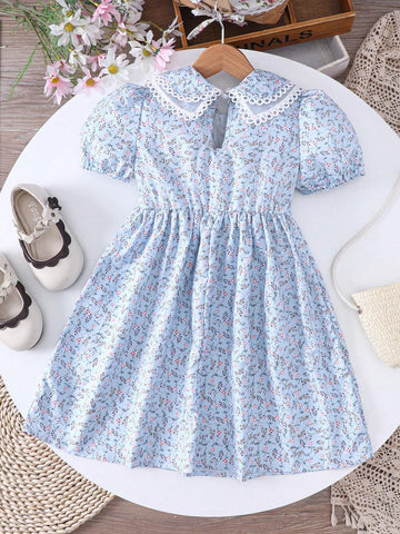 Toddler Girls' Vacation Style Doll Collar Floral Dress Toddler Girls' Vacation Style Doll Collar Floral Dress