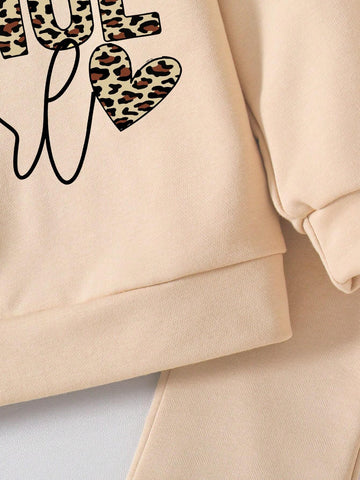 Toddler Letter Print Graphic Crew Neck Sweatshirt And Flare Pants Set Toddler Letter Print Graphic Crew Neck Sweatshirt And Flare Pants Set