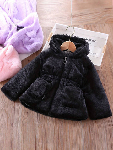 Toddler & Young Girl Girls Faux Fur Lined Thick Cotton Padded Jacket, Warm Winter Toddler & Young Girl Girls Faux Fur Lined Thick Cotton Padded Jacket, Warm Winter