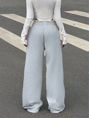 Tropiluxe Women's Fashion Patchwork Waistband Pleated High Waist Wide Leg Pants, Autumn/Winter Tropiluxe Women's Fashion Patchwork Waistband Pleated High Waist Wide Leg Pants, Autumn/Winter