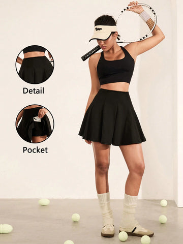 Tropiluxe Women's Plain Simple Pleated A-Line Mid-Length Skirt, Casual Everyday Wear Tropiluxe Women's Plain Simple Pleated A-Line Mid-Length Skirt, Casual Everyday Wear