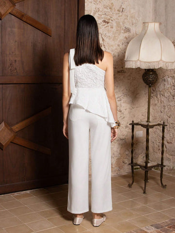 VERO DIAZ Women's White Wide-Leg Casual High-Waisted Pants VERO DIAZ Women's White Wide-Leg Casual High-Waisted Pants