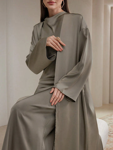 Veilorie Women's Autumn Solid Color Drop Shoulder Long Sleeve Maxi Cardigan And Turtleneck Long Dress Elegant 2 Piece Set Veilorie Women's Autumn Solid Color Drop Shoulder Long Sleeve Maxi Cardigan And Turtleneck Long Dress Elegant 2 Piece Set