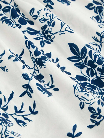 Vintage Floral Print Elastic Waist Ruffle Hem A-Line Skirt Vintage Floral Print Elastic Waist Ruffle Hem A-Line Skirt