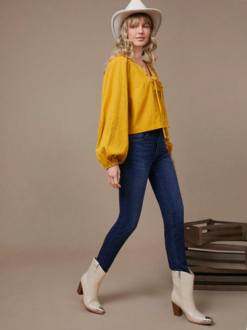 Coquette Lace-Up 99% Cotton Long Sleeve Top Coquette Lace-Up 99% Cotton Long Sleeve Top