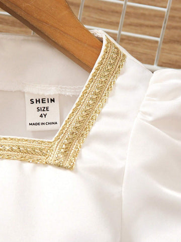 Wedding Season Flower Girl Warm Vacation Girls' Ruffle Top And High-Low Ruffle Hem Skirt Set, Spring/Summer Wedding Season Flower Girl Warm Vacation Girls' Ruffle Top And High-Low Ruffle Hem Skirt Set, Spring/Summer