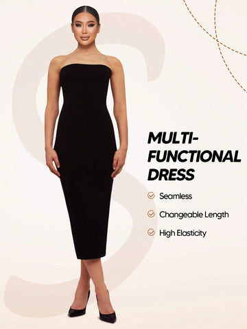 Women'S Multi-Functional Strapless Bodycon Dress (Can Be Folded Into A Mini Dress) Women'S Multi-Functional Strapless Bodycon Dress (Can Be Folded Into A Mini Dress)