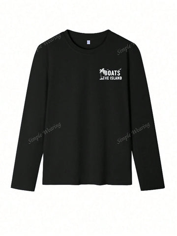 Women 2024 New Autumn & Winter Slogan & Coconut Tree Graphic Round Neck Long Sleeve Loose Casual T-Shirt Women 2024 New Autumn & Winter Slogan & Coconut Tree Graphic Round Neck Long Sleeve Loose Casual T-Shirt