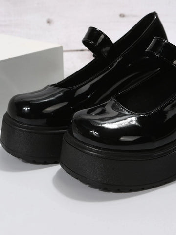 Women Black Mary Jane Pumps, Elegant Round Toe Chunky Heeled Pumps Women Black Mary Jane Pumps, Elegant Round Toe Chunky Heeled Pumps