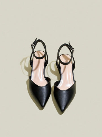 Women Black Pointed Toe Chunky Heel Pumps, Elegant Pointed Toe Formal High Heels, Fashion Peep Toe Women Black Pointed Toe Chunky Heel Pumps, Elegant Pointed Toe Formal High Heels, Fashion Peep Toe