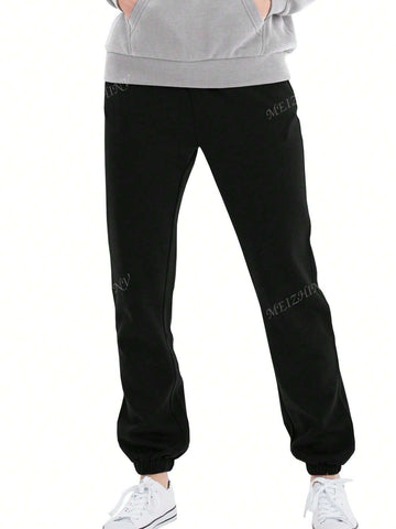 Women Casual Air Layer Long Pants With Drawstring Elastic Waistband And Ankle Cuff, Loose Comfort Trousers With Pockets, Autumn/Winter Women Casual Air Layer Long Pants With Drawstring Elastic Waistband And Ankle Cuff, Loose Comfort Trousers With Pockets, Autumn/Winter