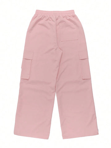 Women Drawstring Waist Solid Color Casual Cargo Pants Women Drawstring Waist Solid Color Casual Cargo Pants