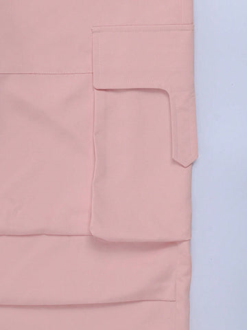 Women Drawstring Waist Solid Color Casual Cargo Pants Women Drawstring Waist Solid Color Casual Cargo Pants