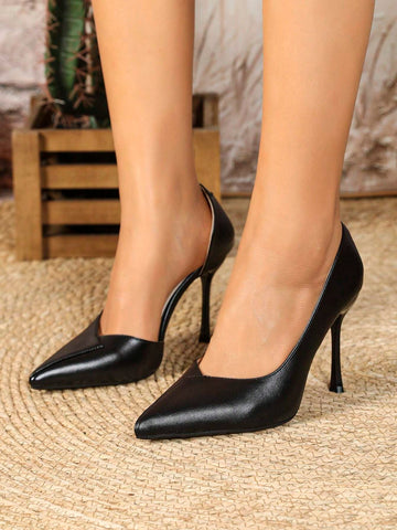 Women Minimalist Classic High Heel Shoes, New Design Open Toe Slip-On French Pointed Toe Stilettos Women Minimalist Classic High Heel Shoes, New Design Open Toe Slip-On French Pointed Toe Stilettos