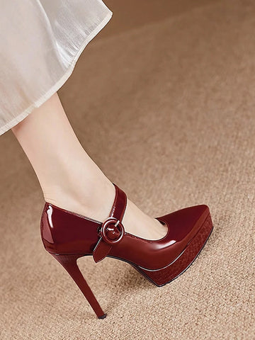 Women Stiletto High Heel One-Strap Pumps, Super High Heel Women Stiletto High Heel One-Strap Pumps, Super High Heel