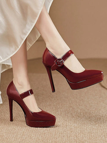 Women Stiletto High Heel One-Strap Pumps, Super High Heel Women Stiletto High Heel One-Strap Pumps, Super High Heel