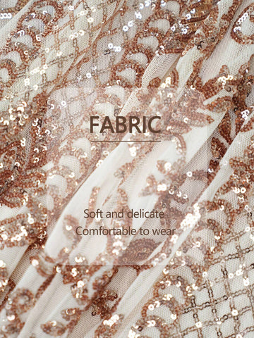 Women V-Neck Random Sequin Print Elegant Mesh Mermaid Hem Dress, Formal Gown For Wedding Party And Evening Women V-Neck Random Sequin Print Elegant Mesh Mermaid Hem Dress, Formal Gown For Wedding Party And Evening