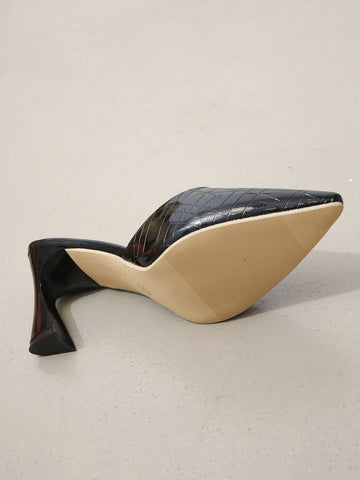 Women's 2.95 Inch Black Patchwork Pointed Toe High Heel Party Pump Shoes Women's 2.95 Inch Black Patchwork Pointed Toe High Heel Party Pump Shoes