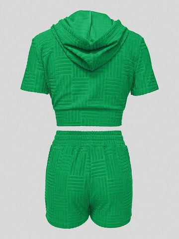 Women's 2 Piece Sweatsuit Set, Summer Moisture Wicking Sweat Towelling Hoodies Zipper Front Short Sleeve Top And Shorts With Pockets Fashion Outfits Women's 2 Piece Sweatsuit Set, Summer Moisture Wicking Sweat Towelling Hoodies Zipper Front Short Sleeve Top And Shorts With Pockets Fashion Outfits