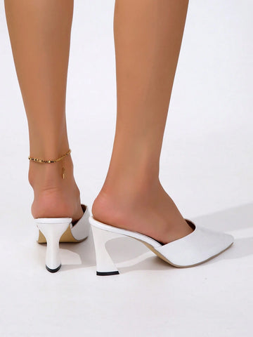 Women's 7.5cm High White Patchwork Pointed Toe Fashion Party High Heel Shoes Women's 7.5cm High White Patchwork Pointed Toe Fashion Party High Heel Shoes