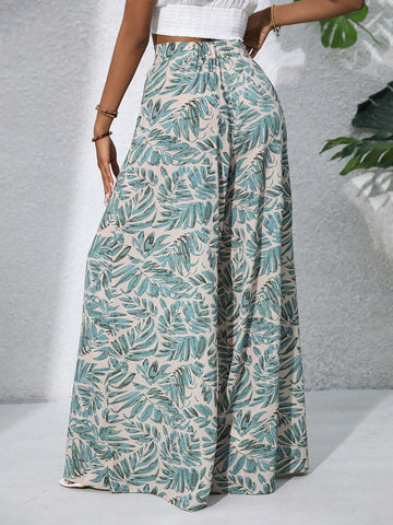 Women's Boho Style High Waist Ditsy Floral Chiffon Wide Leg Palazzo Pants Women's Boho Style High Waist Ditsy Floral Chiffon Wide Leg Palazzo Pants
