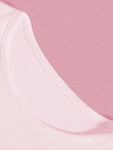 Women's Bow & Letter Print Round Neck Long Sleeve Crop Fitted T-Shirt, Spring & Summer Women's Bow & Letter Print Round Neck Long Sleeve Crop Fitted T-Shirt, Spring & Summer