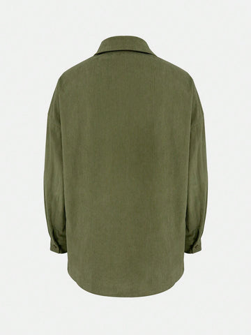 Women's Casual Fitted Solid Color Button-Up Long Sleeve Shacket Women's Casual Fitted Solid Color Button-Up Long Sleeve Shacket