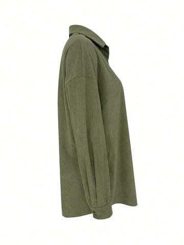 Women's Casual Fitted Solid Color Button-Up Long Sleeve Shacket Women's Casual Fitted Solid Color Button-Up Long Sleeve Shacket