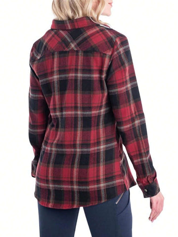 Women's Casual Plaid Long Sleeve Shirt, Autumn Women's Casual Plaid Long Sleeve Shirt, Autumn